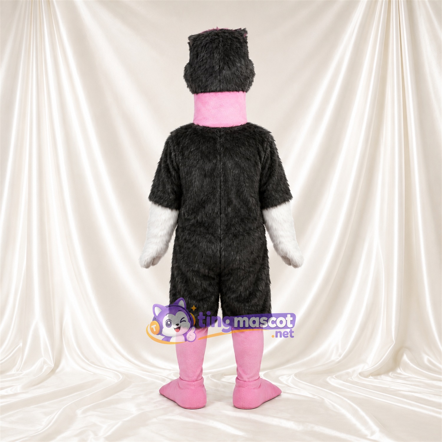 Costume de mascotte Autruche – noir – Cou (rose); Bouts des ailes (blanc) Costume de mascotte Autruche – noir – Cou (rose); Bouts des ailes (blanc)