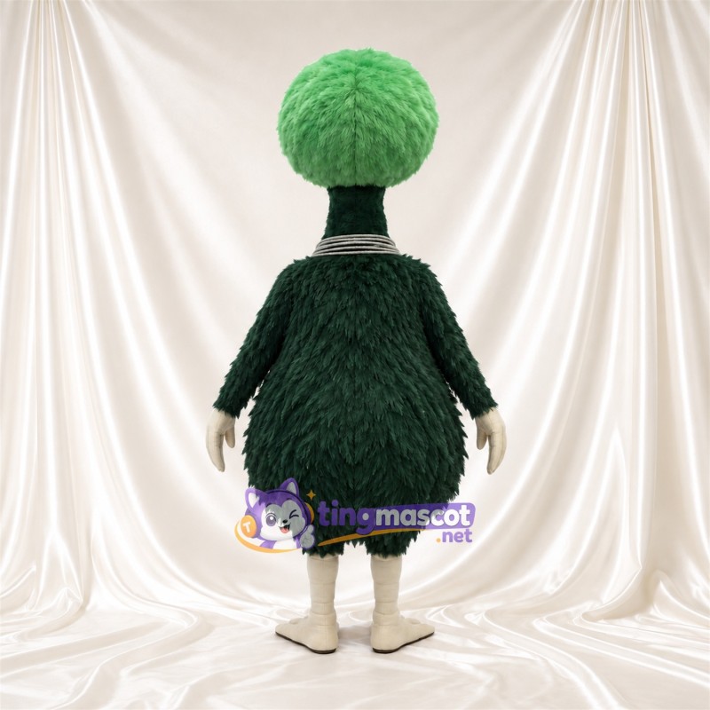 Dark Green Bird Mascot Costume - Light Green Head and Layered Necklace Dark Green Bird Mascot Costume - Light Green Head and Layered Necklace