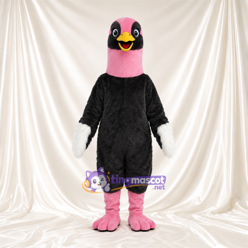 Costume de mascotte Autruche – noir – Cou (rose); Bottes (rose) Costume de mascotte Autruche – noir – Cou (rose); Bottes (rose)