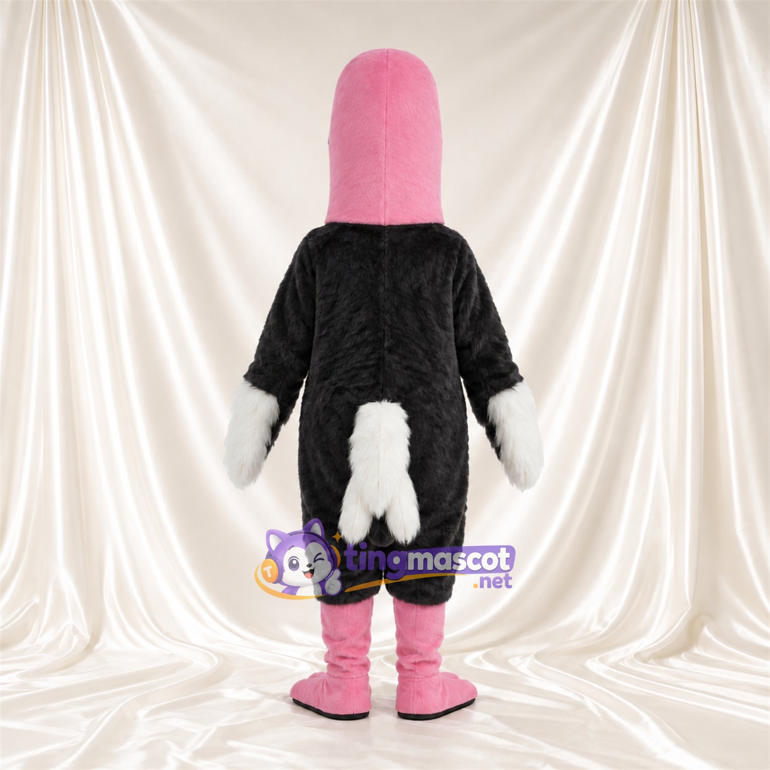 Costume de mascotte Autruche – noir – Cou (rose); Bottes (rose) Costume de mascotte Autruche – noir – Cou (rose); Bottes (rose)