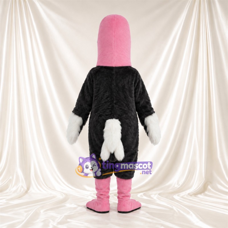 Costume de mascotte Autruche – noir – Cou (rose); Bottes (rose) Costume de mascotte Autruche – noir – Cou (rose); Bottes (rose)