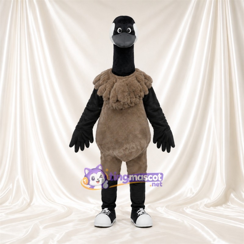 Costume de mascotte Autruche – marron – Cou (noir); Baskets (blanc) Costume de mascotte Autruche – marron – Cou (noir); Baskets (blanc)