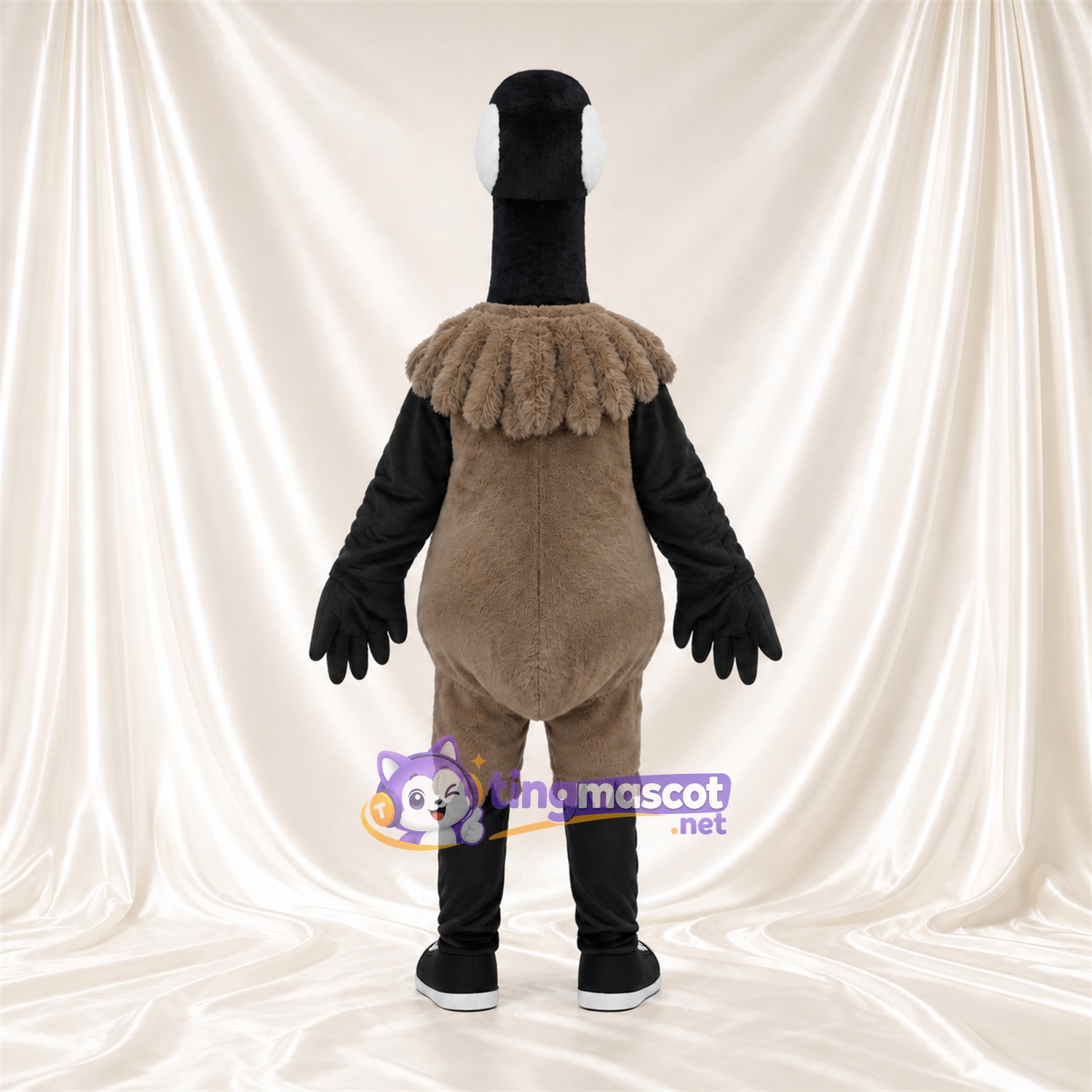 Costume de mascotte Autruche – marron – Cou (noir); Baskets (blanc) Costume de mascotte Autruche – marron – Cou (noir); Baskets (blanc)