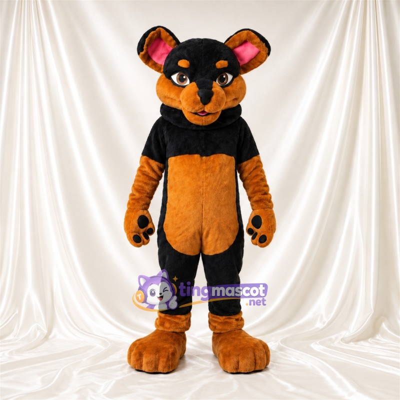 Black and Tan Mouse Mascot Costume - Large Round Ears and Black Outfit