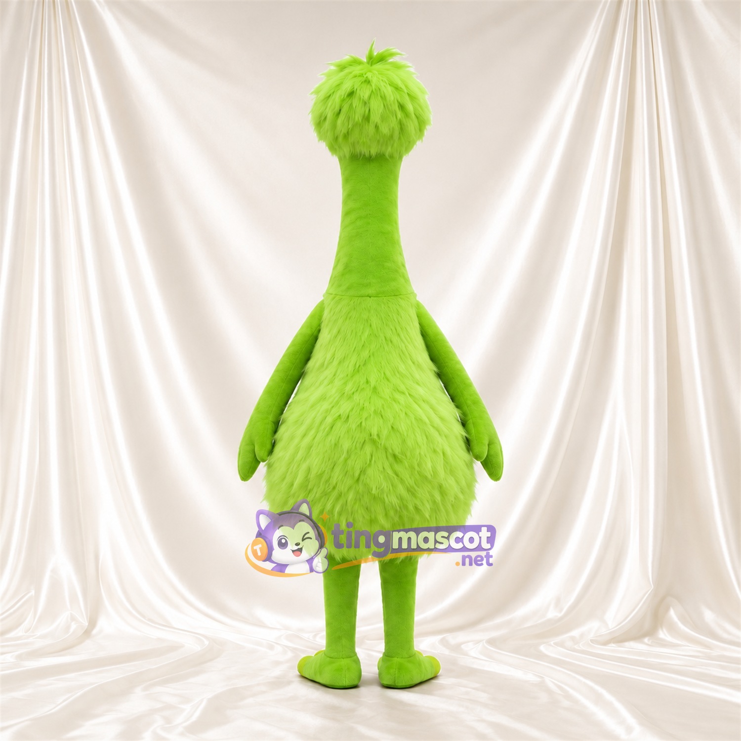 Costume de mascotte Autruche – vert citron / vert – Long cou; Corps (hirsute, rond) Costume de mascotte Autruche – vert citron / vert – Long cou; Corps (hirsute, rond)