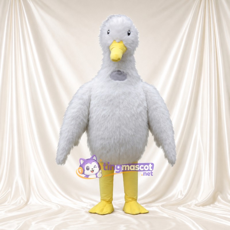 Costume de mascotte Canard – gris – Bec (jaune); Jambes (jaune) Costume de mascotte Canard – gris – Bec (jaune); Jambes (jaune)