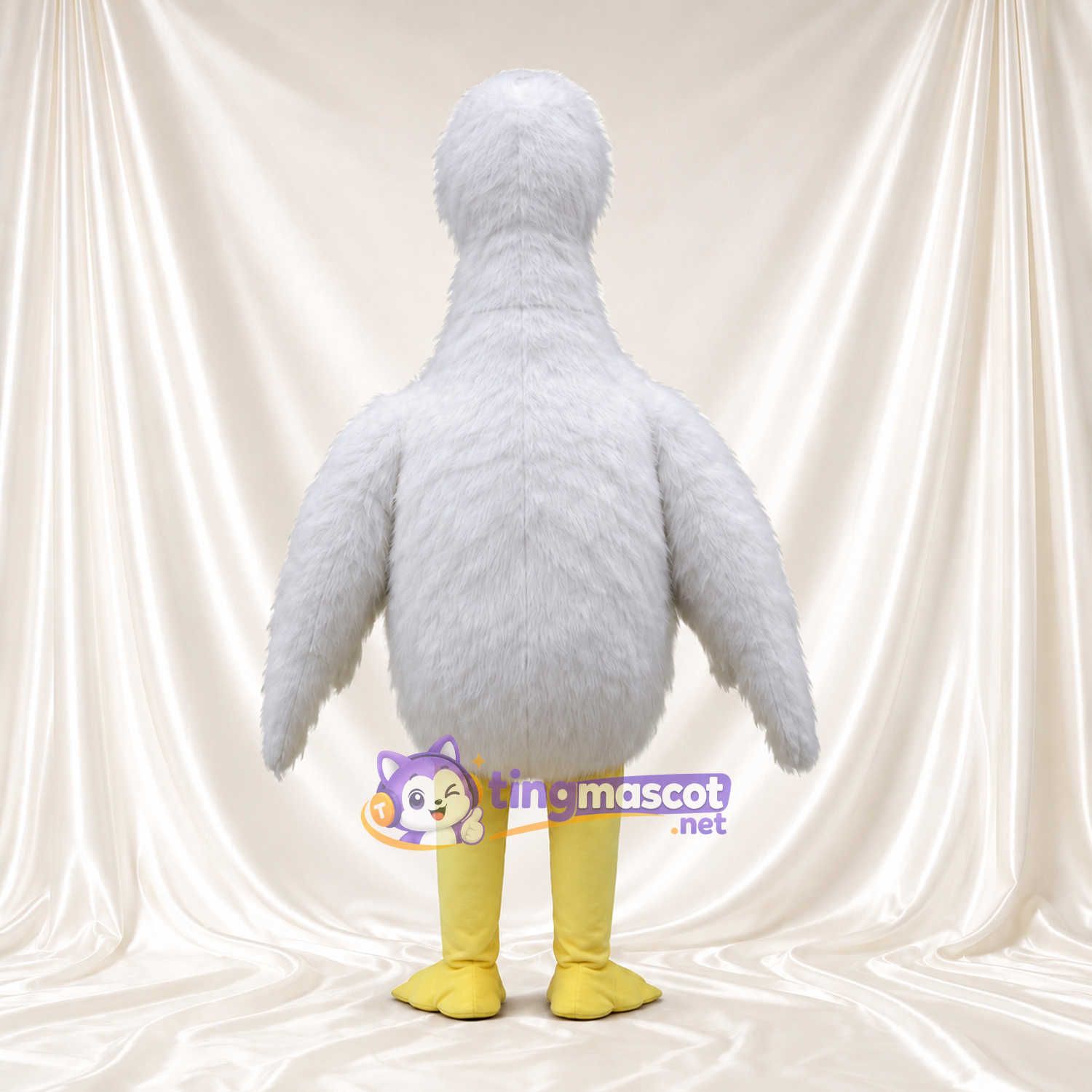 Costume de mascotte Canard – gris – Bec (jaune); Jambes (jaune) Costume de mascotte Canard – gris – Bec (jaune); Jambes (jaune)