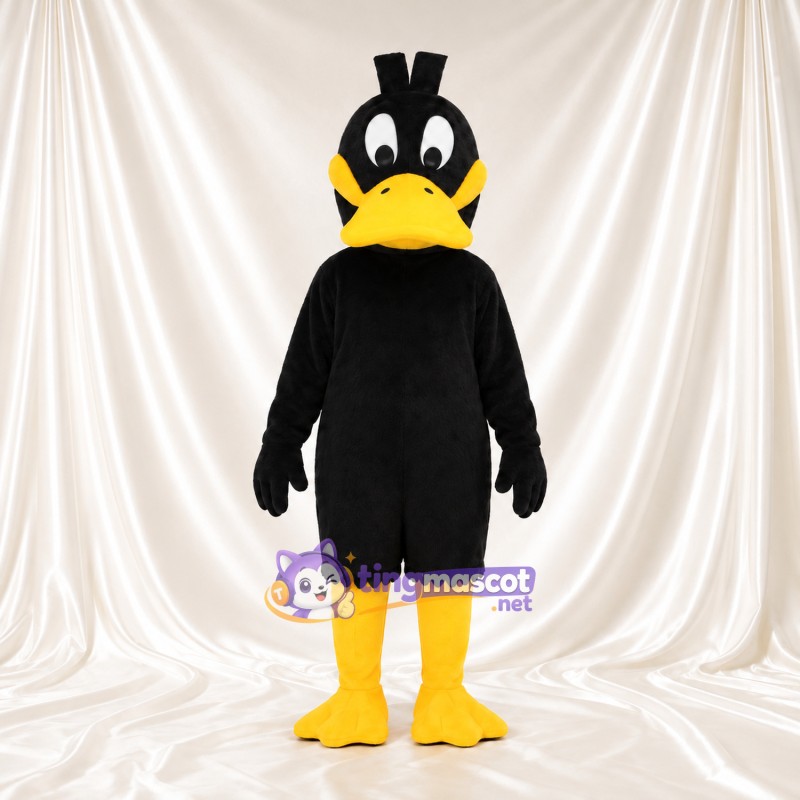 Black Duck Mascot Costume - Tall Crest and Flat Yellow Bill Black Duck Mascot Costume - Tall Crest and Flat Yellow Bill
