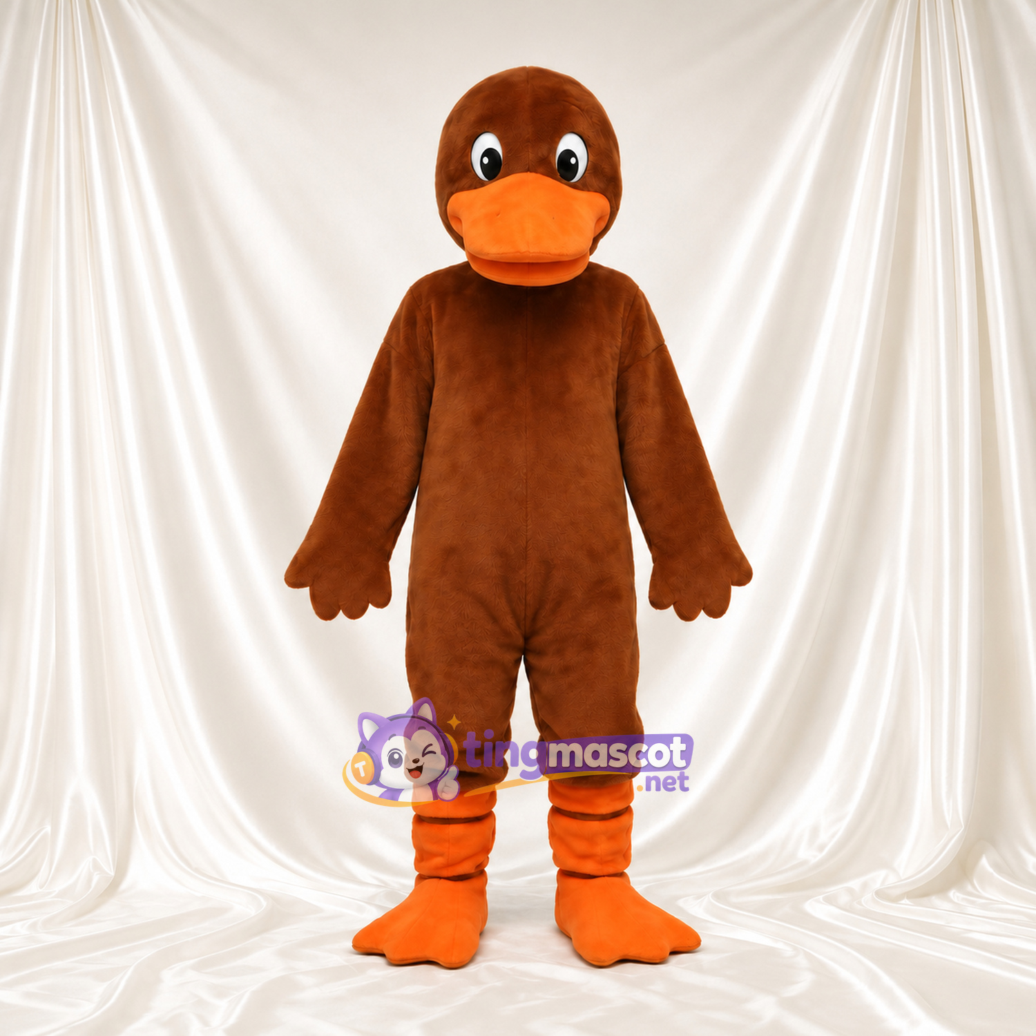 Brown Duck Mascot Costume - Orange Bill and Orange Legs Brown Duck Mascot Costume - Orange Bill and Orange Legs