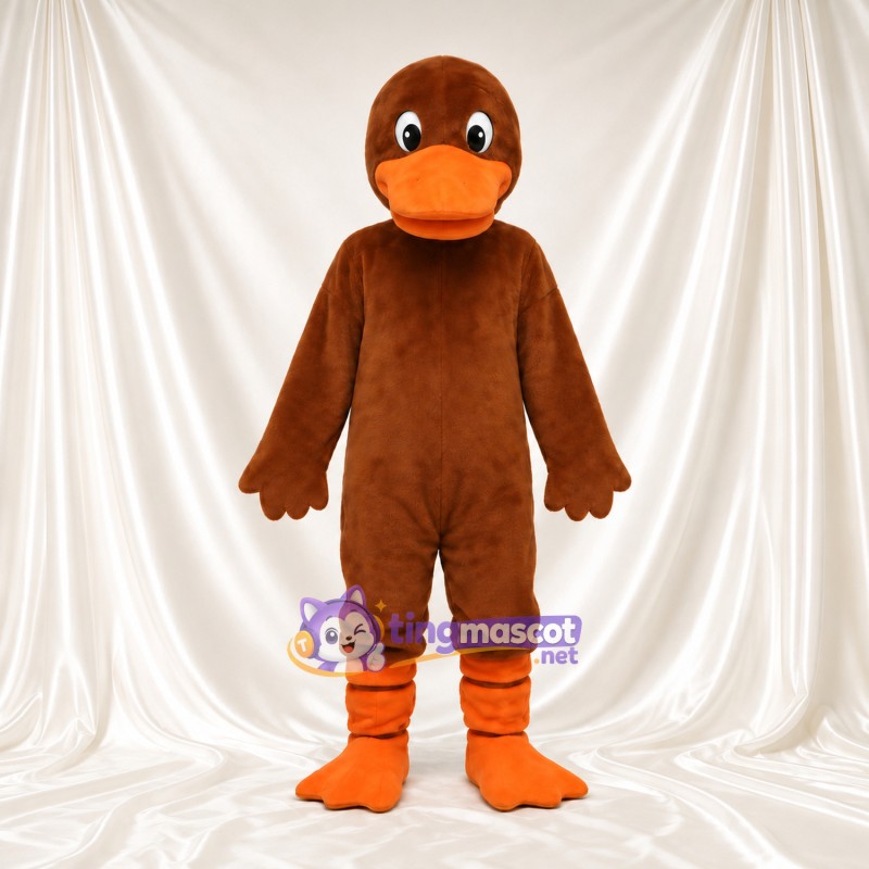 Brown Duck Mascot Costume - Orange Bill and Orange Legs Brown Duck Mascot Costume - Orange Bill and Orange Legs