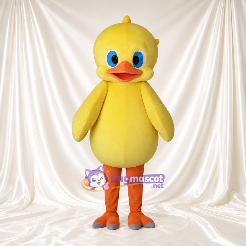 Costume de mascotte Caneton – jaune – Yeux (bleu); Pieds (gris)
