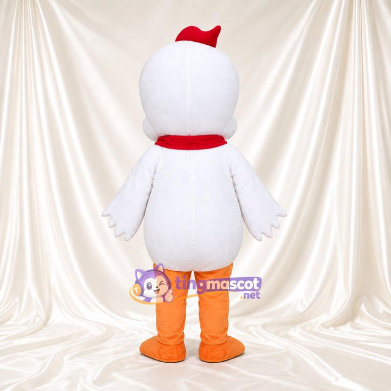 Costume de mascotte Caneton – blanc – Nœud dans les cheveux (rouge); Écharpe (rouge) Costume de mascotte Caneton – blanc – Nœud dans les cheveux (rouge); Écharpe (rouge)