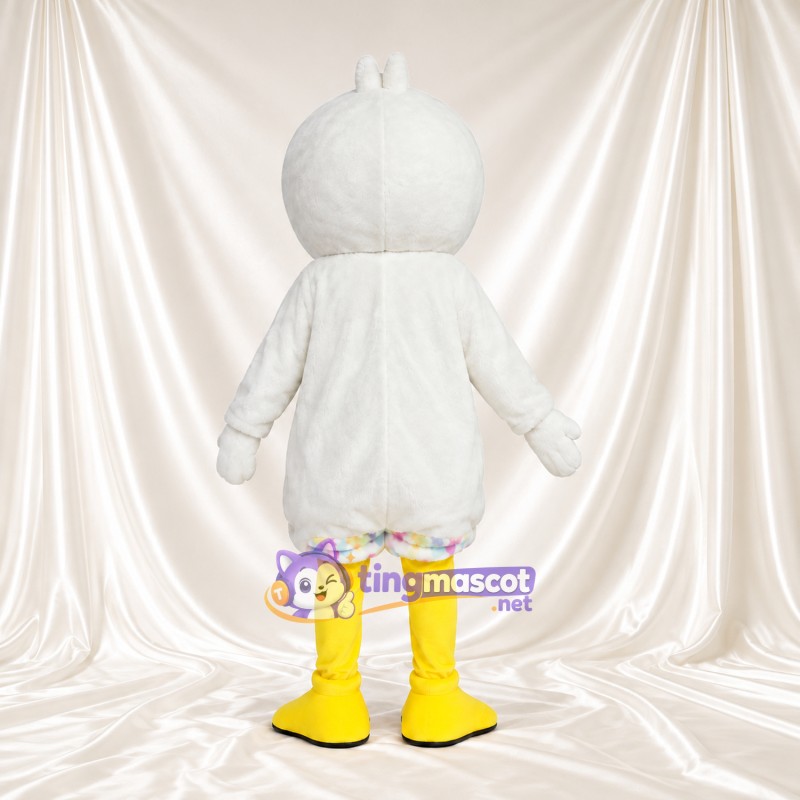 Costume de mascotte Caneton – blanc – Jambes (fleuri, jaune) Costume de mascotte Caneton – blanc – Jambes (fleuri, jaune)