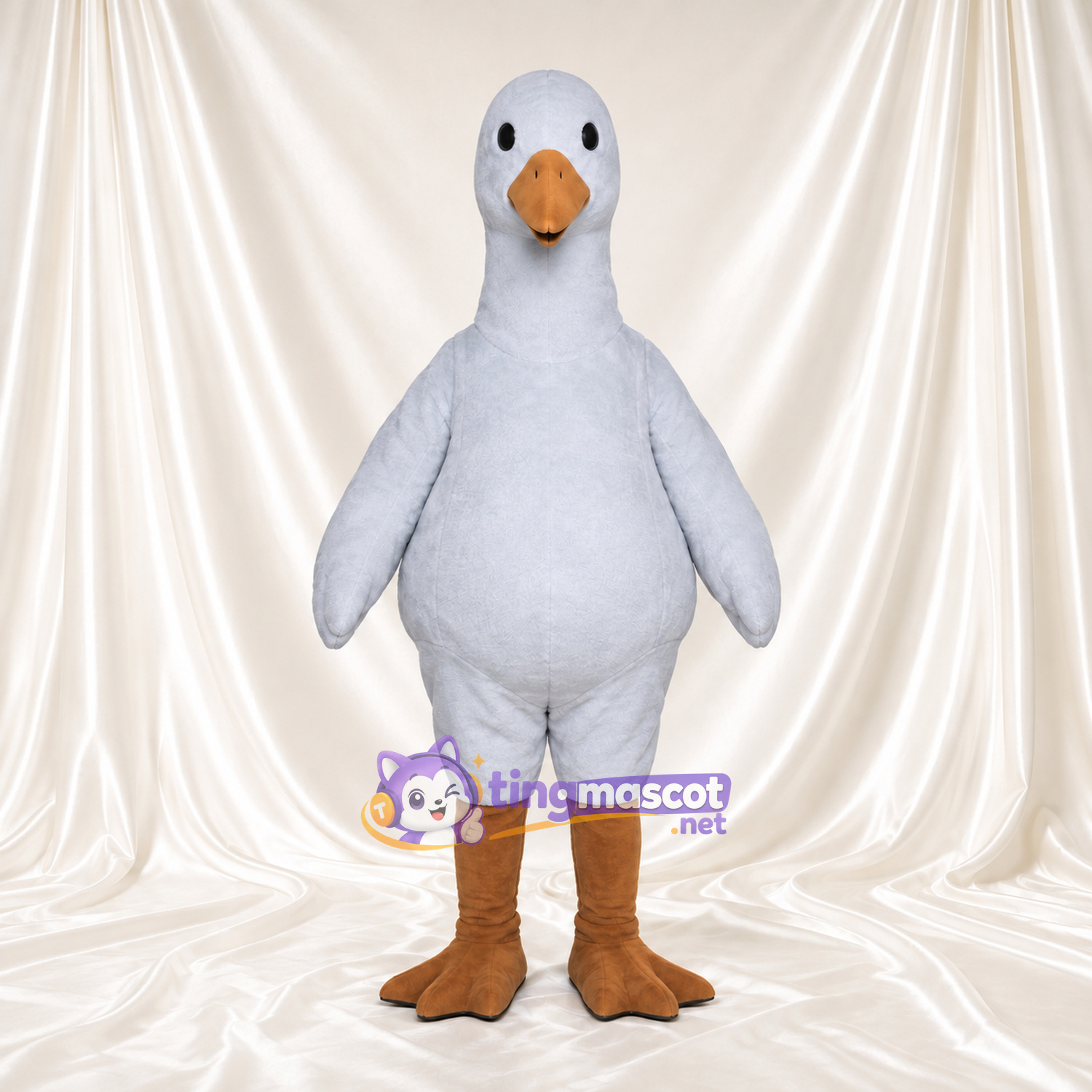 Gray Goose Mascot Costume - Long Neck and Brown Webbed Feet