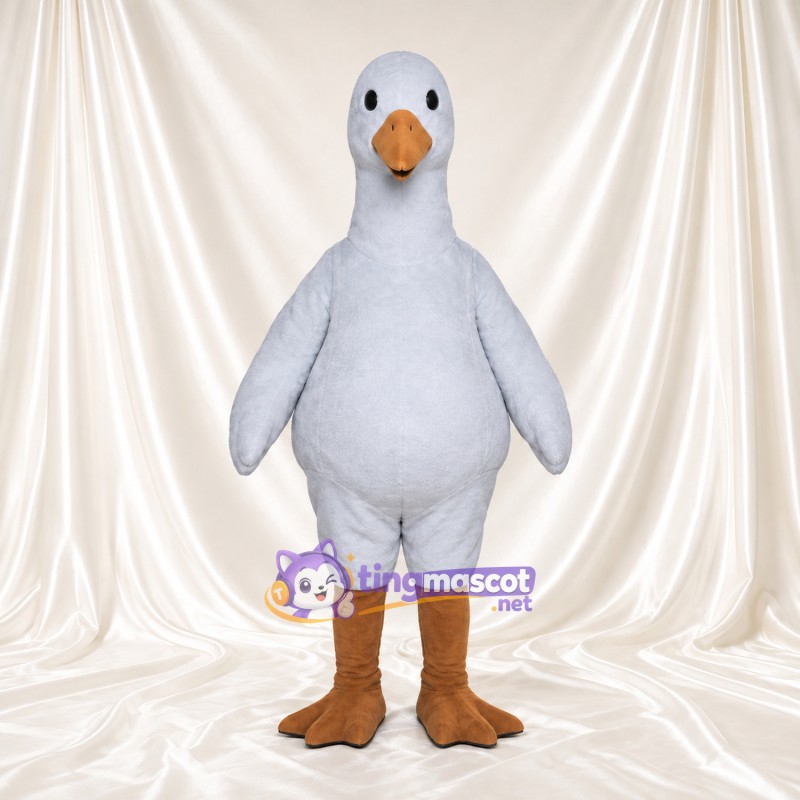 Gray Goose Mascot Costume - Long Neck and Brown Webbed Feet Gray Goose Mascot Costume - Long Neck and Brown Webbed Feet