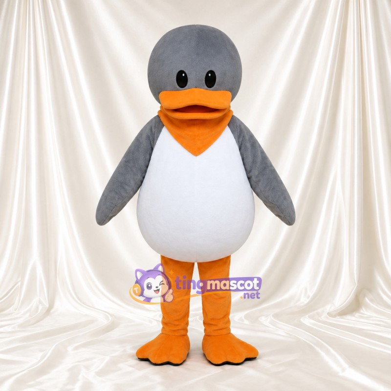 Costume de mascotte Canard – gris – Ventre (blanc); Jambes (orange) Costume de mascotte Canard – gris – Ventre (blanc); Jambes (orange)