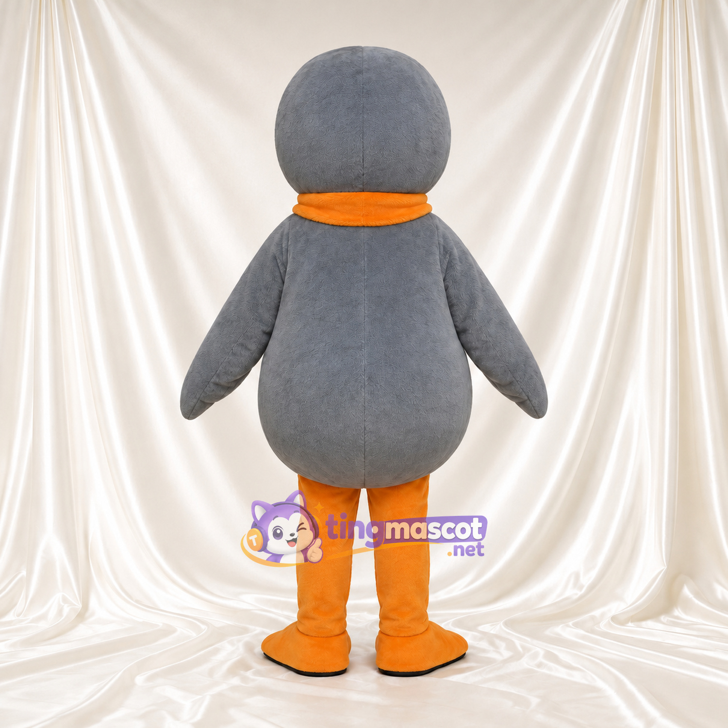 Costume de mascotte Canard – gris – Ventre (blanc); Jambes (orange) Costume de mascotte Canard – gris – Ventre (blanc); Jambes (orange)