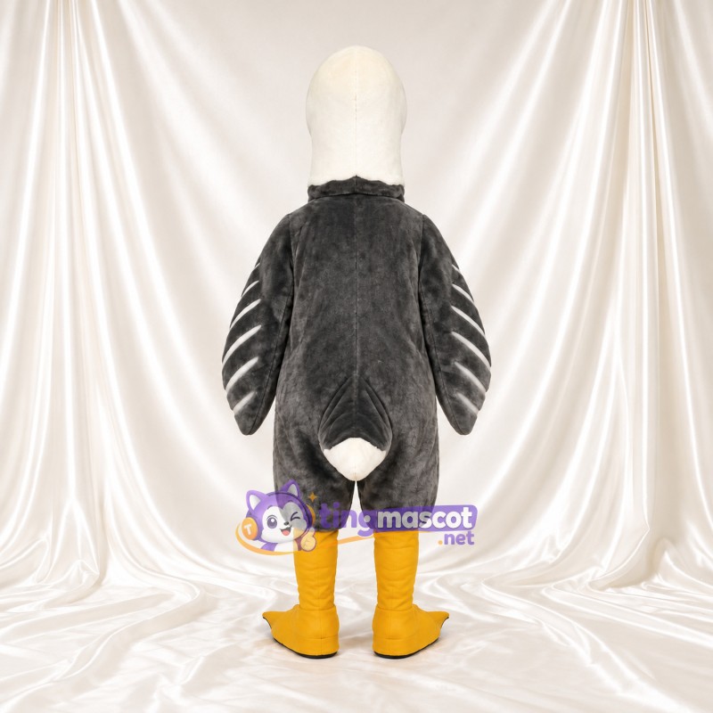 Costume de mascotte Canard – gris foncé – Tête (blanc); Jambes (jaune) Costume de mascotte Canard – gris foncé – Tête (blanc); Jambes (jaune)