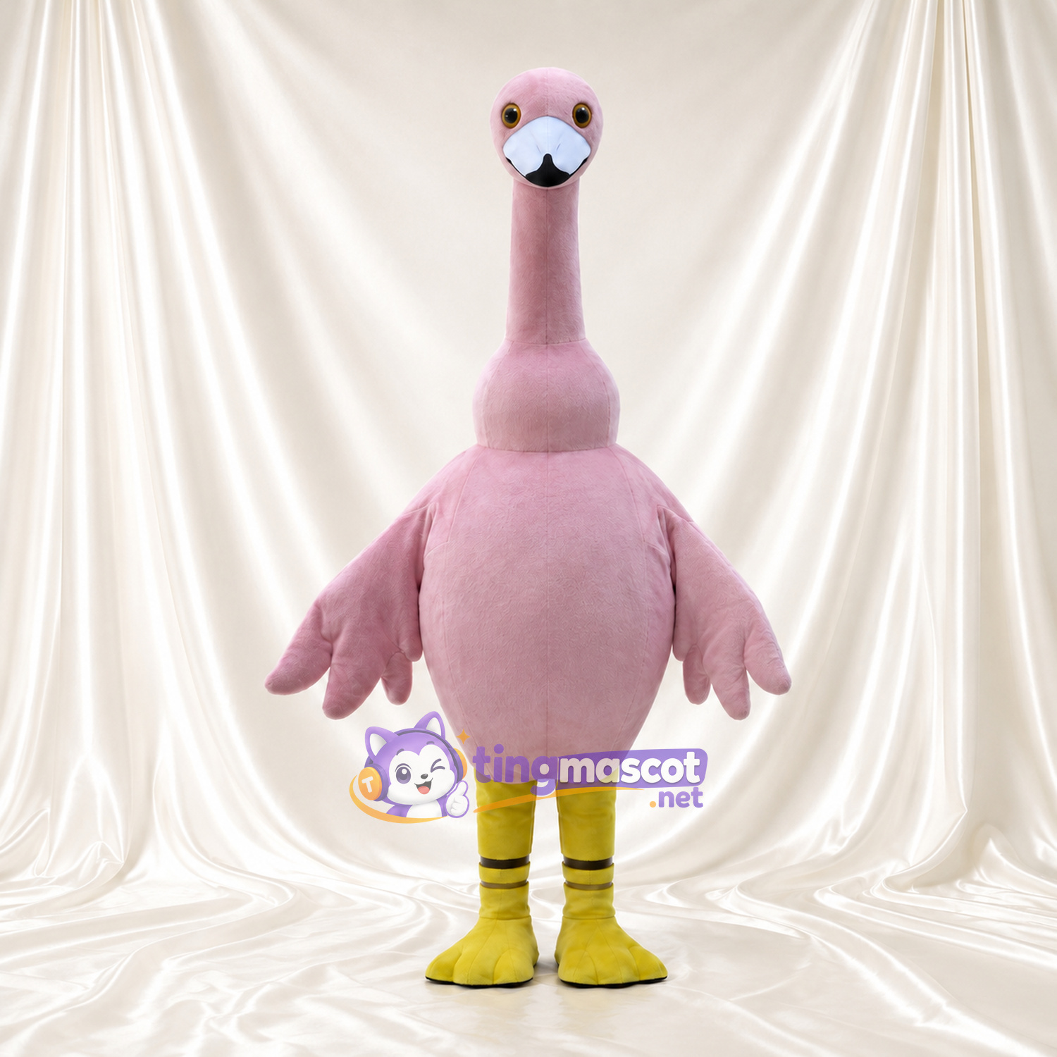 Maskottchenkostüm Opila Bird – wie abgebildet – Körper (rosa); Beine (gelb, grün) Maskottchenkostüm Opila Bird – wie abgebildet – Körper (rosa); Beine (gelb, grün)