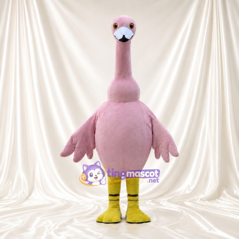 Maskottchenkostüm Opila Bird – wie abgebildet – Körper (rosa); Beine (gelb, grün) Maskottchenkostüm Opila Bird – wie abgebildet – Körper (rosa); Beine (gelb, grün)