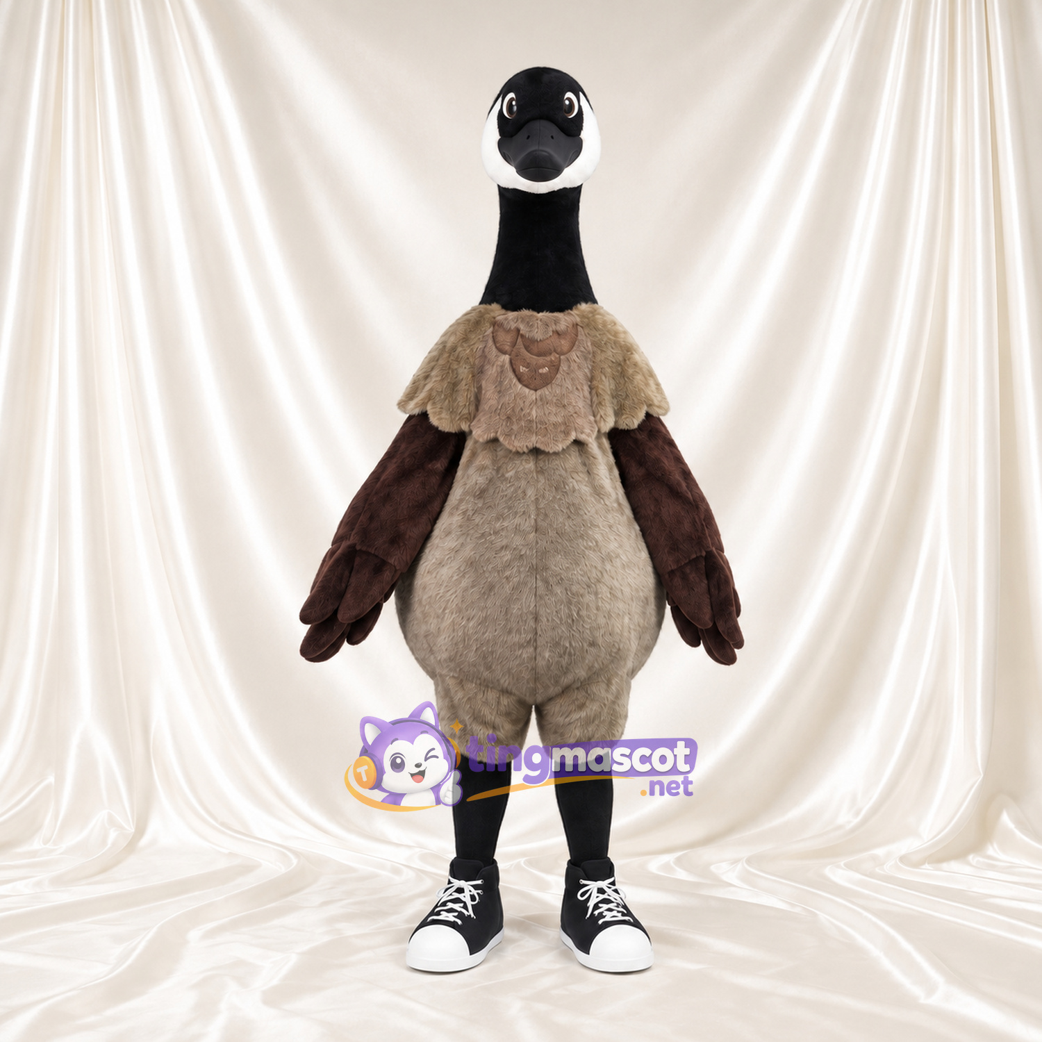 Canada Goose Mascot Costume - Beige Neck Ruff and Black Sneakers Canada Goose Mascot Costume - Beige Neck Ruff and Black Sneakers