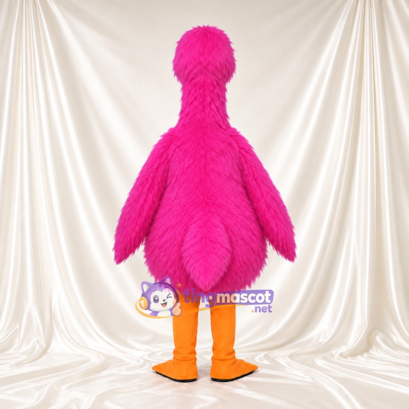 Hot Pink Goose Mascot Costume - Long Neck and Orange Legs Hot Pink Goose Mascot Costume - Long Neck and Orange Legs