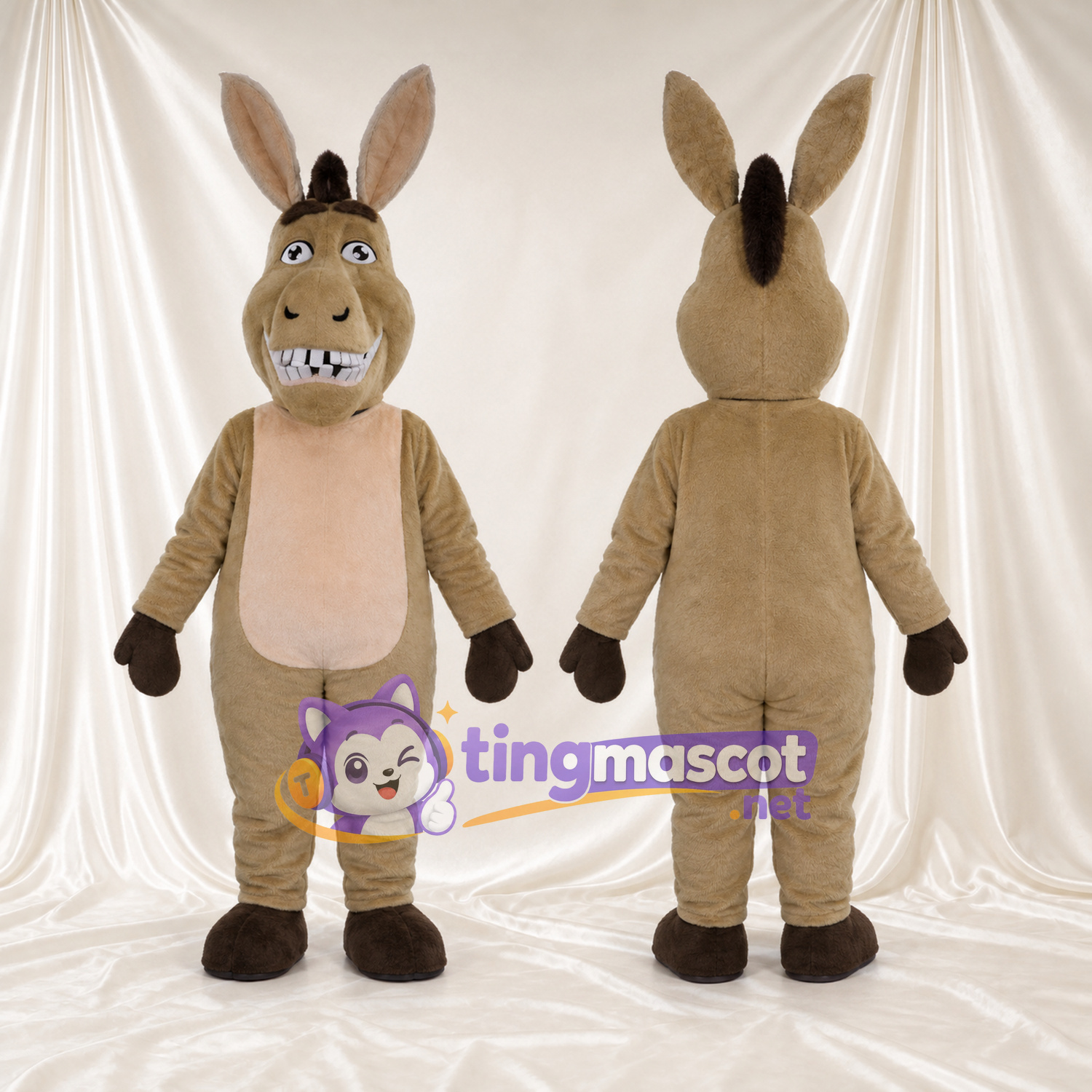 Costume de mascotte Âne – brun clair – Ventre (crème) Costume de mascotte Âne – brun clair – Ventre (crème)