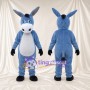 Blue Donkey Mascot Costume - Long Upright Ears and White Belly