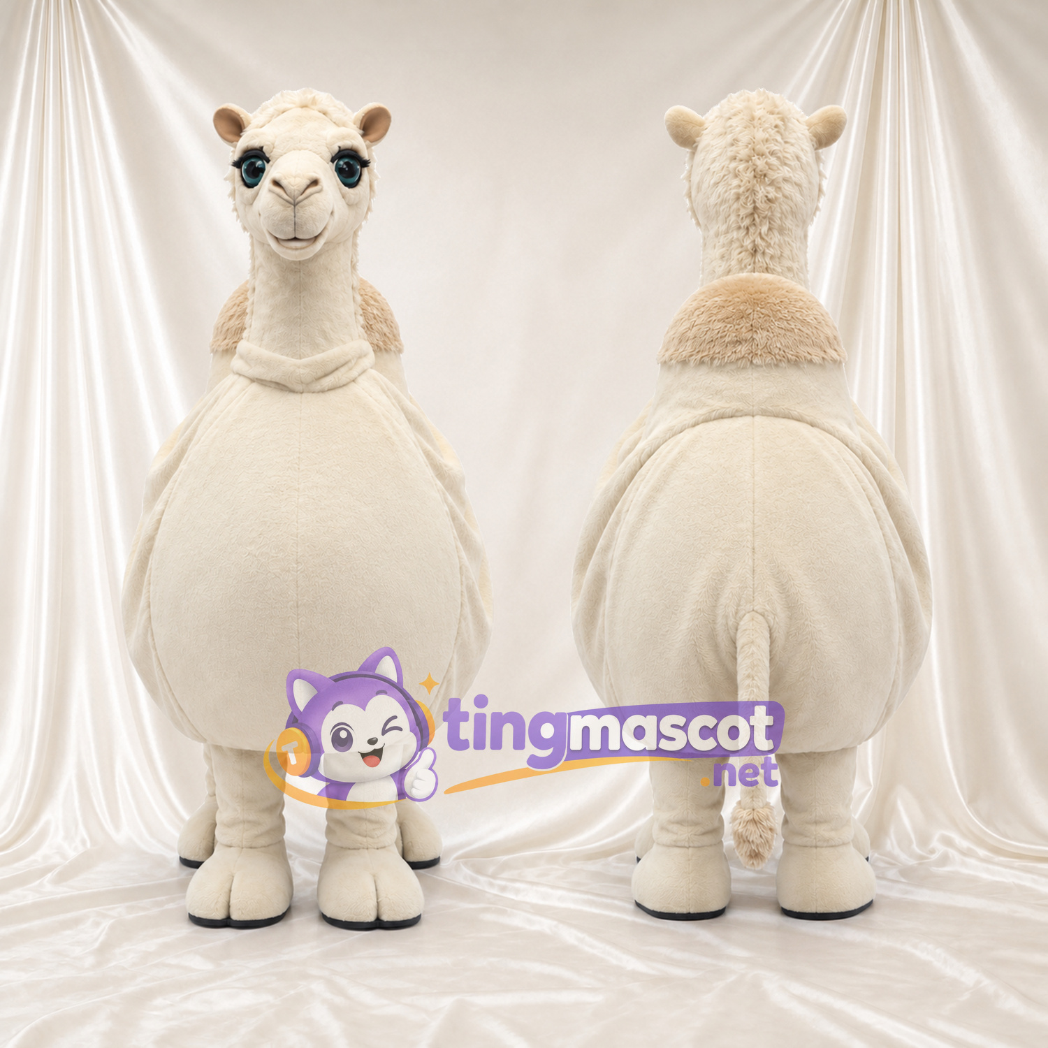 Costume de mascotte Chameau – blanc – Long cou; Corps arrondi Costume de mascotte Chameau – blanc – Long cou; Corps arrondi