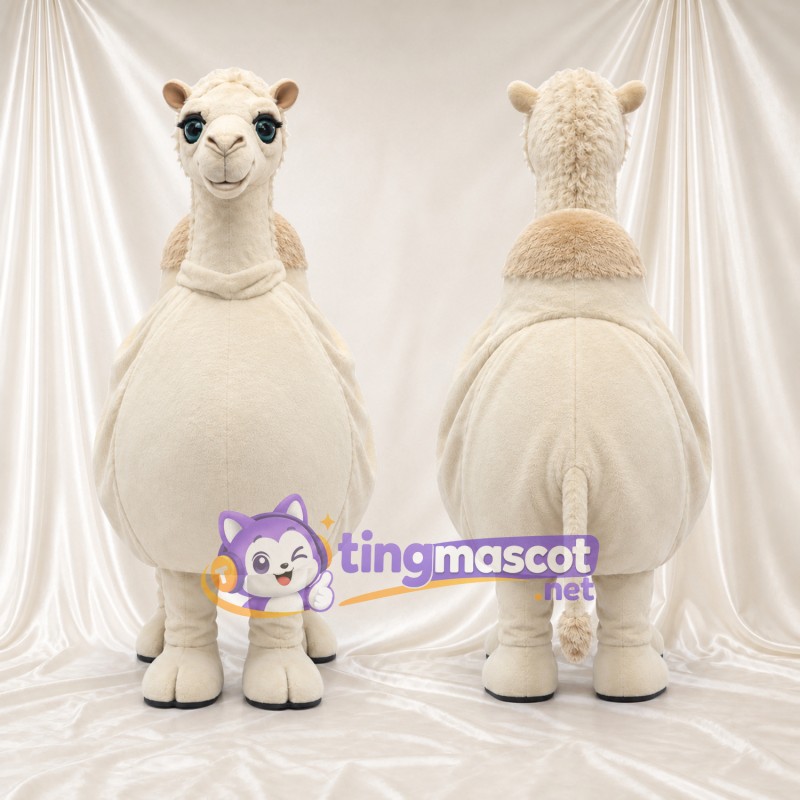 Costume de mascotte Chameau – blanc – Long cou; Corps arrondi