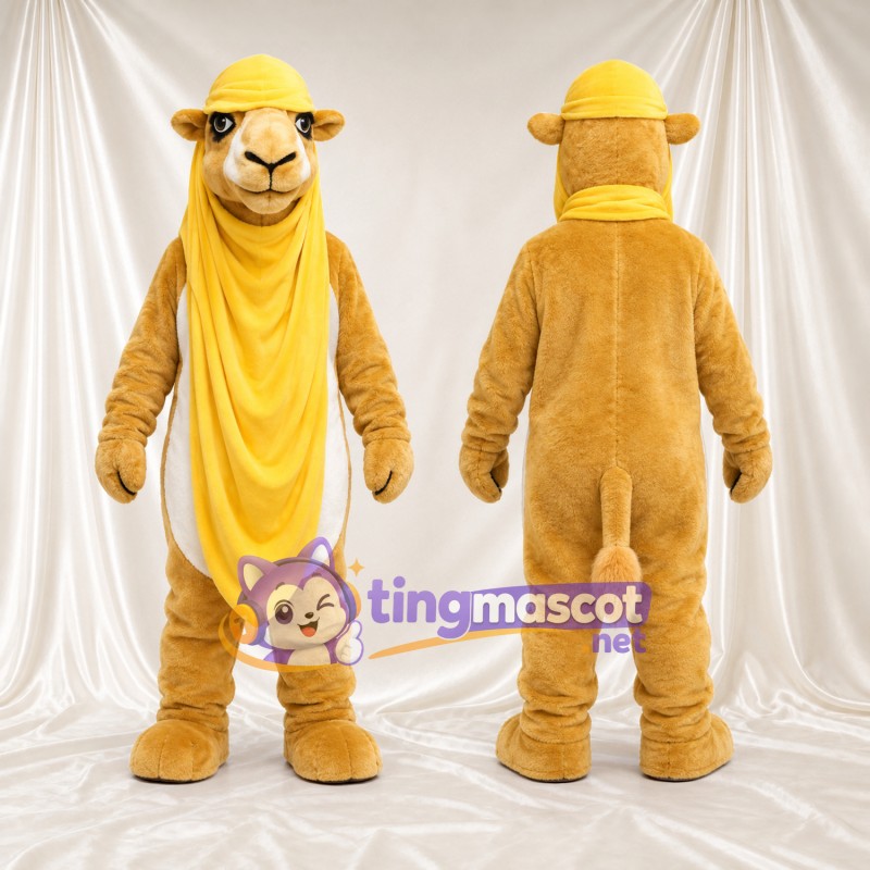 Costume de mascotte Chameau – doré – Foulard (jaune)