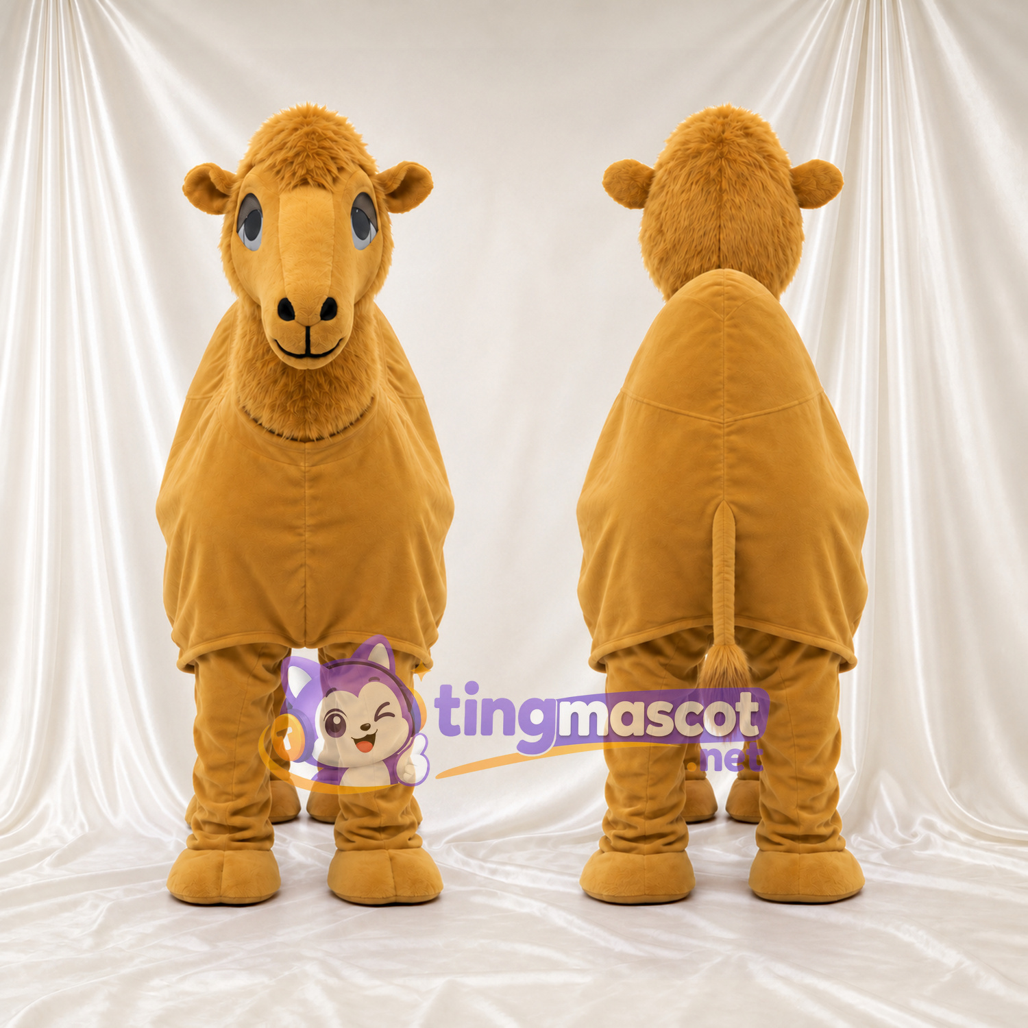 Costume de mascotte Chameau – doré – Long cou; Yeux (grand) Costume de mascotte Chameau – doré – Long cou; Yeux (grand)