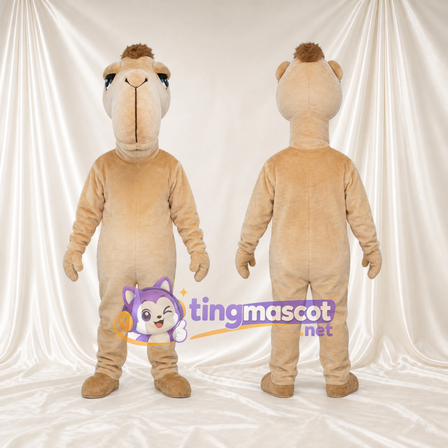 Beige Camel Mascot Costume - Long Muzzle and Pale Belly Beige Camel Mascot Costume - Long Muzzle and Pale Belly