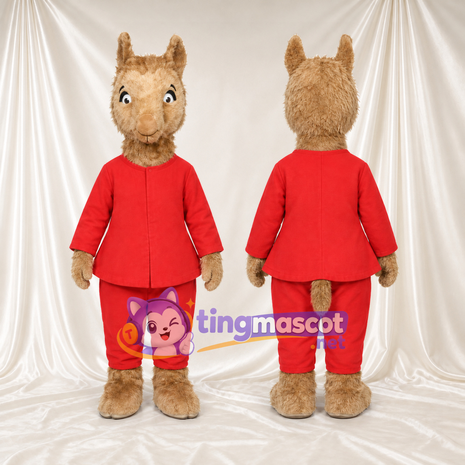 Maskottchenkostüm Llama Llama – wie abgebildet – Pyjamaoberteil (rot); Hose Maskottchenkostüm Llama Llama – wie abgebildet – Pyjamaoberteil (rot); Hose