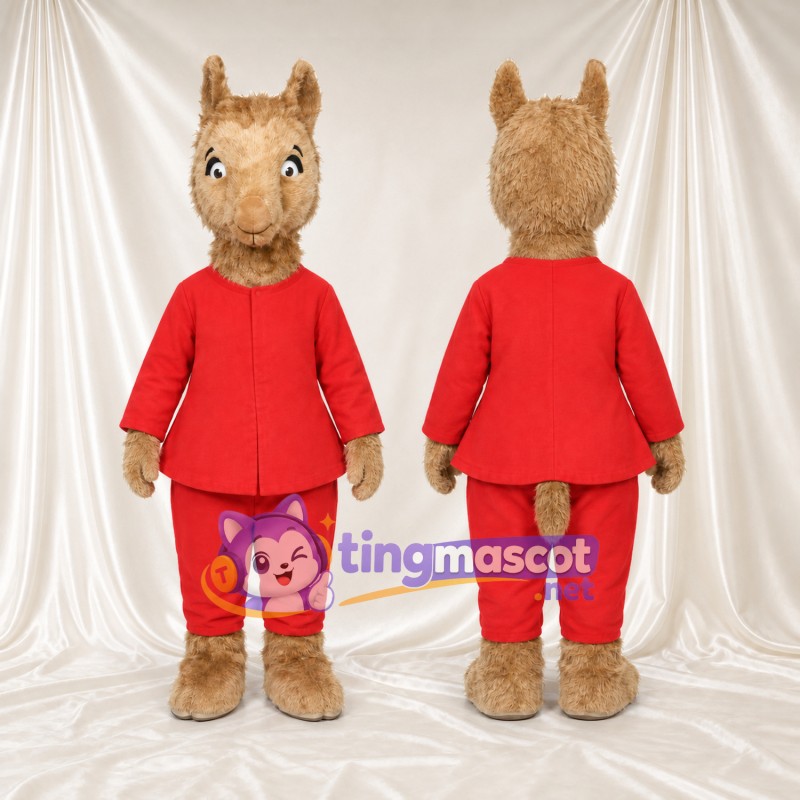 Maskottchenkostüm Llama Llama – wie abgebildet – Pyjamaoberteil (rot); Hose