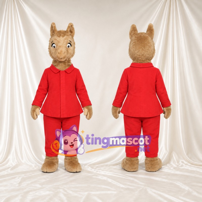 Maskottchenkostüm Llama Llama – wie abgebildet – Pyjamaoberteil mit Kragen (rot); Hose