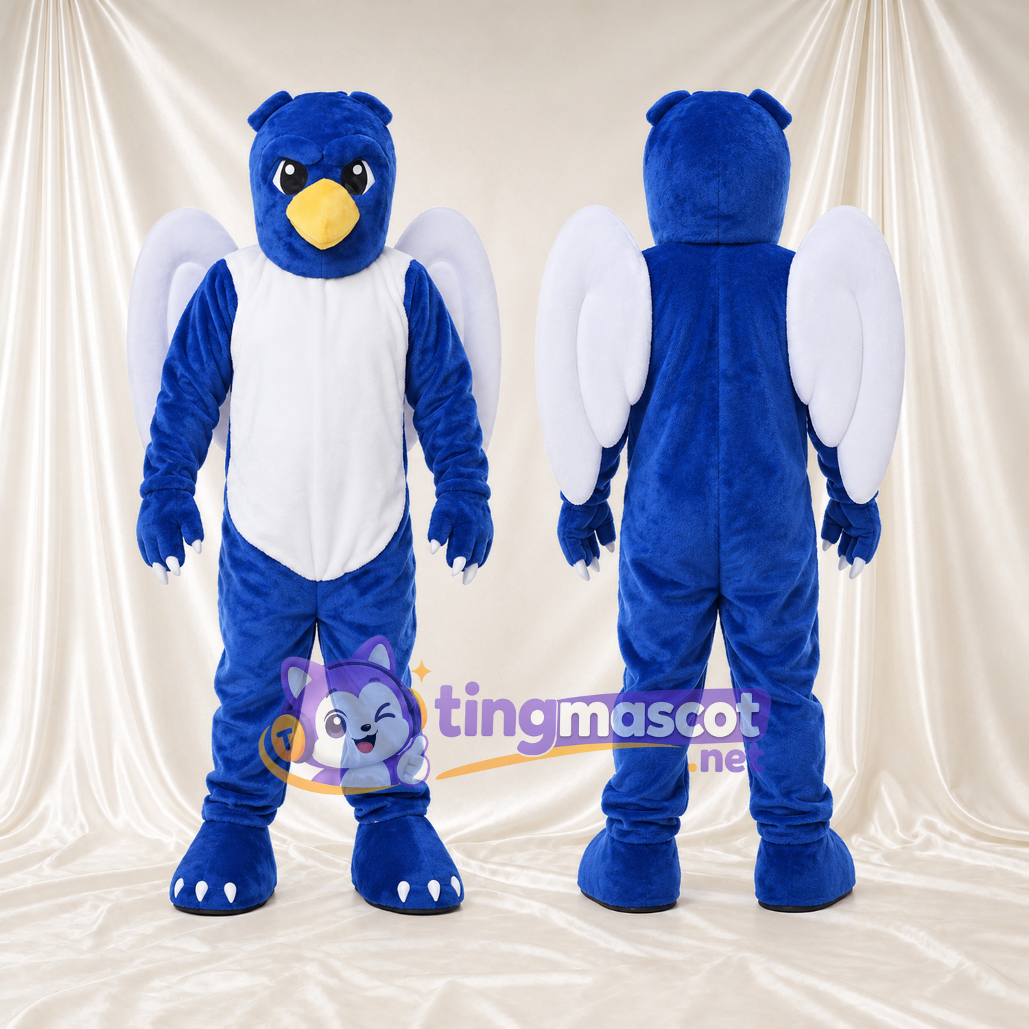Maskottchenkostüm Adler – blau – Bauch (weiß); Flügel