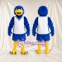 Costume de mascotte Aigle – bleu – Gilet de sport (blanc); Jambes (jaune)