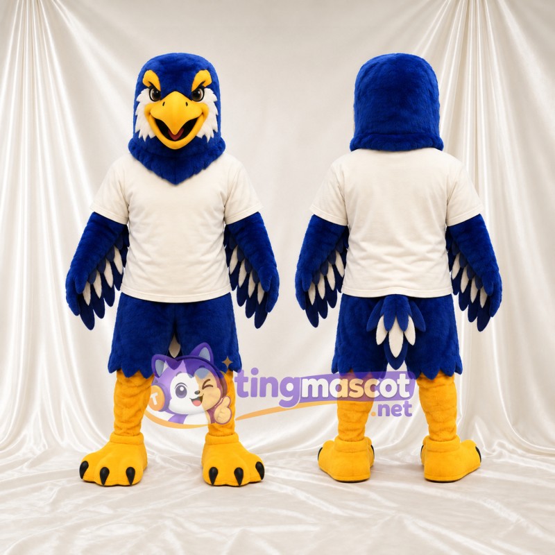 Maskottchenkostüm Adler – blau – T-Shirt (weiß); Flügelfedern (weiß)