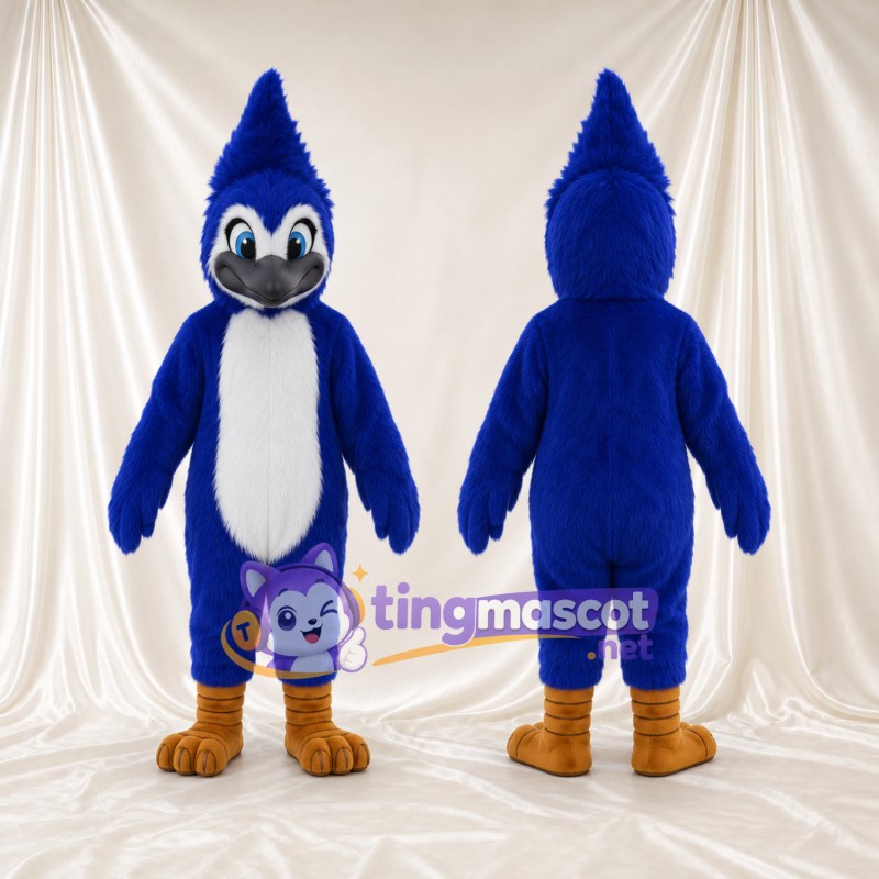 Costume de mascotte Geai bleu – selon la photo – Huppe (pointu); Pieds (marron)