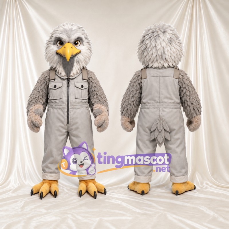 Costume de mascotte Aigle – gris – Salopette (gris)