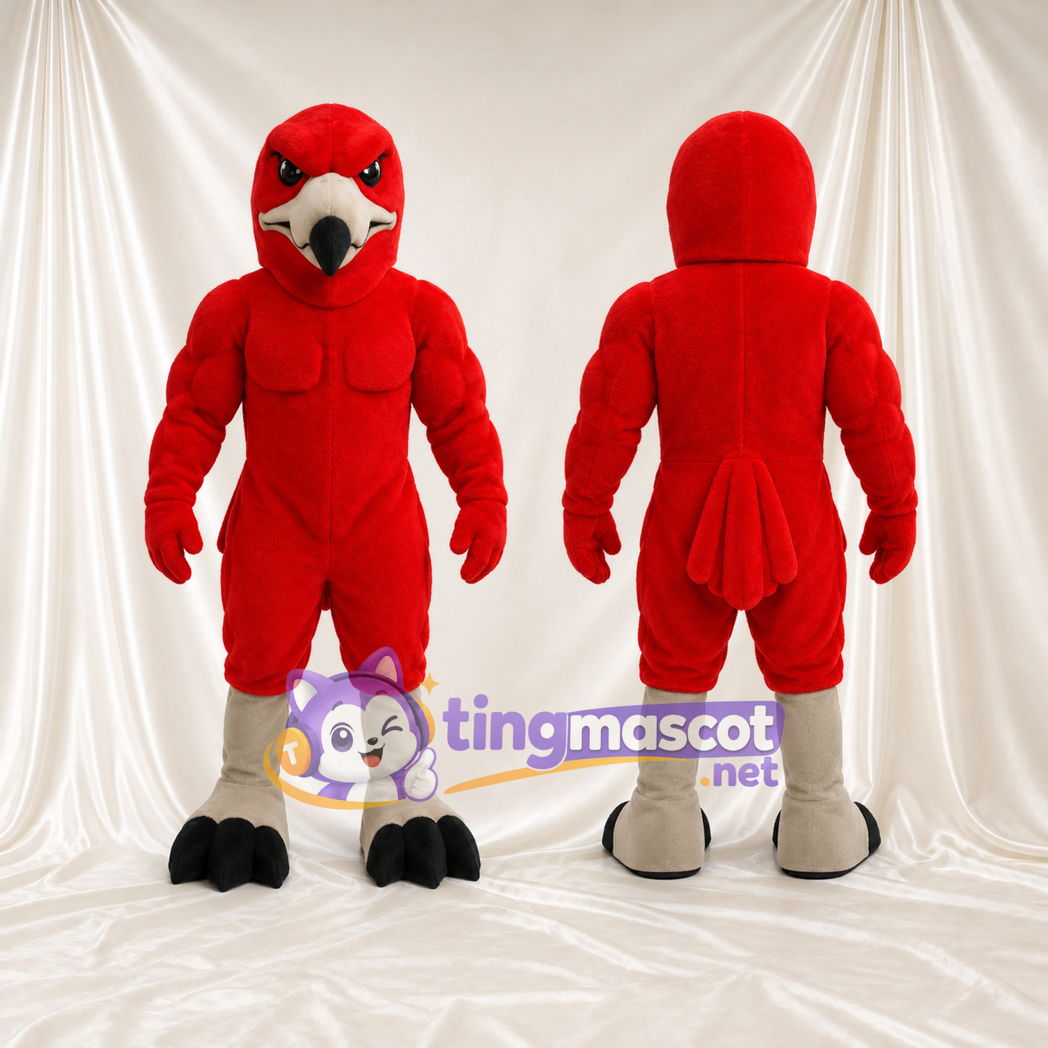 Costume de mascotte Perroquet – rouge – Bec (blanc); Serres (noir) Costume de mascotte Perroquet – rouge – Bec (blanc); Serres (noir)