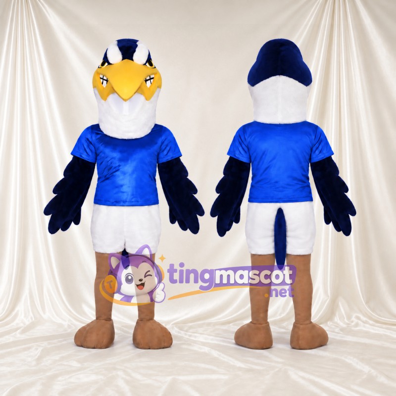 Costume de mascotte Aigle – bleu / blanc – T-shirt (bleu); Short (blanc)