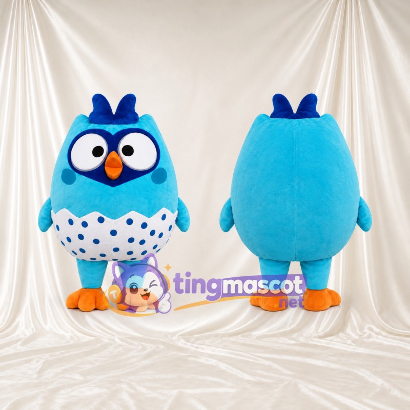 Costume de mascotte Hibou – turquoise – Ventre (à pois); Pieds (orange)