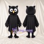 Black Owl Mascot Costume - Pleated Feather Tunic and Round White Eyes