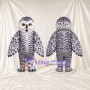 Costume de mascotte Harfang des neiges – selon la photo – Plumes (noir, moucheté); Visage (blanc)