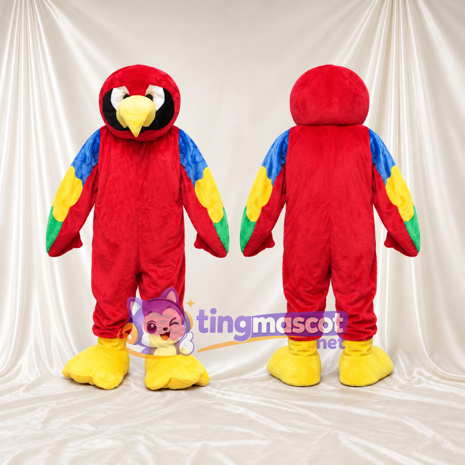 Costume de mascotte Perroquet – rouge – Ailes (jaune, vert) Costume de mascotte Perroquet – rouge – Ailes (jaune, vert)