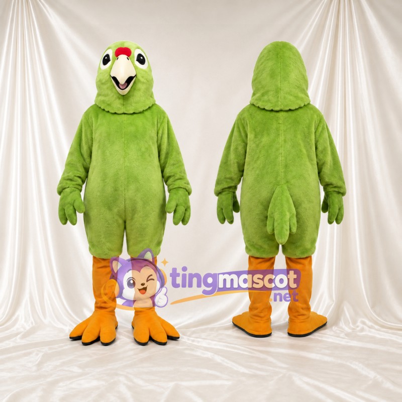 Costume de mascotte Perroquet – vert – Bec (crème); Jambes (orange)