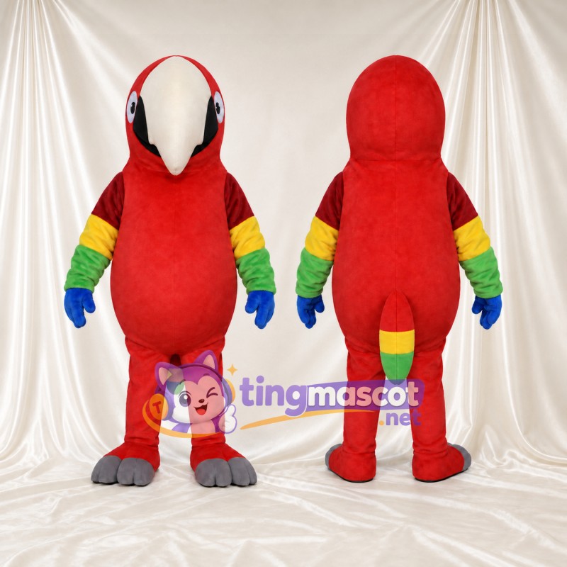 Costume de mascotte Perroquet – rouge – Bec (grand, blanc)