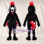 Black Rooster Mascot Costume - Red Comb and Red Polka-Dot Tail